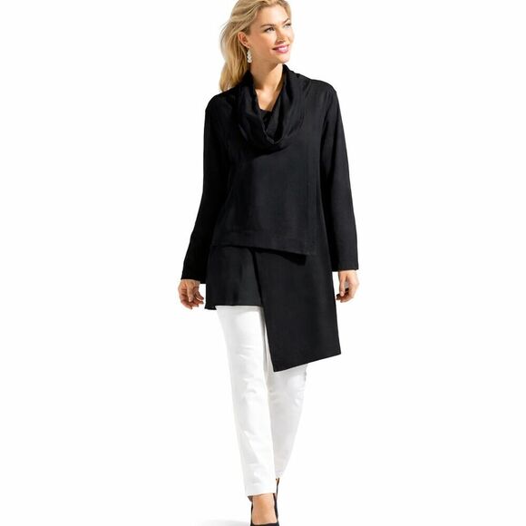 bryn Walker Tops - Bryn Walker Pita Modal Ponte Cowl Neck Tunic Top Asymmetric Peak Hem Medium